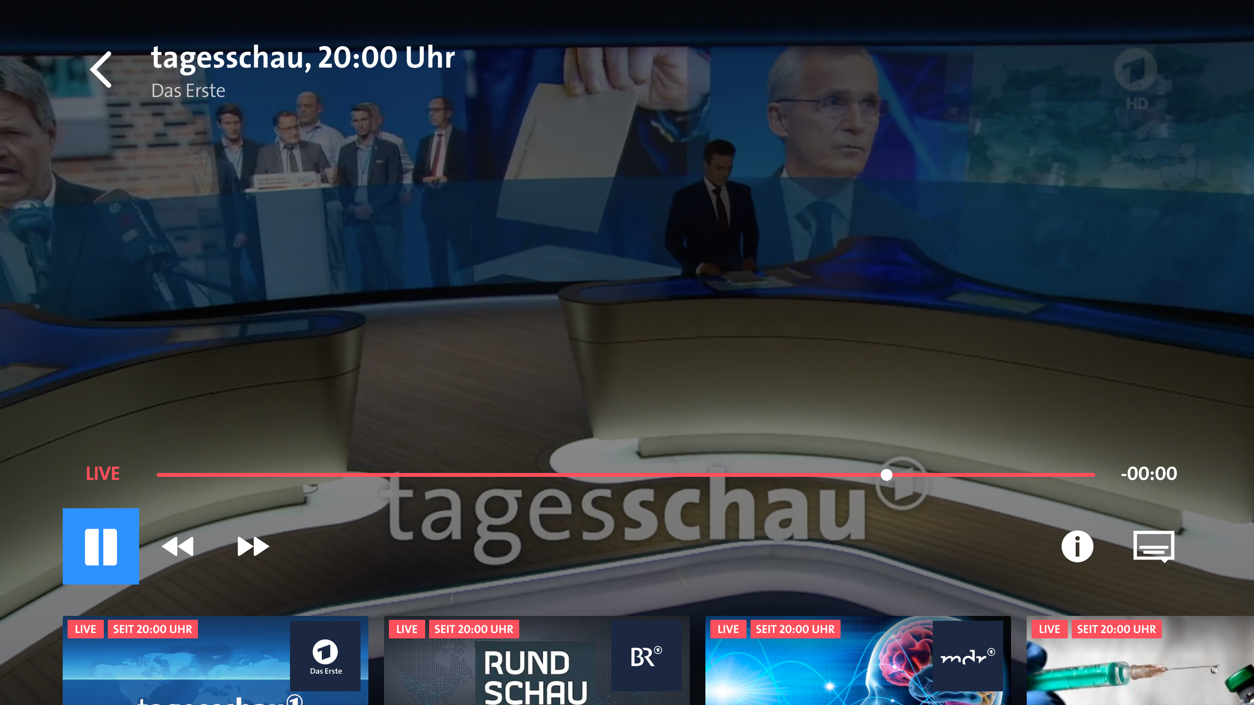 Player during Live mode (HbbTV)