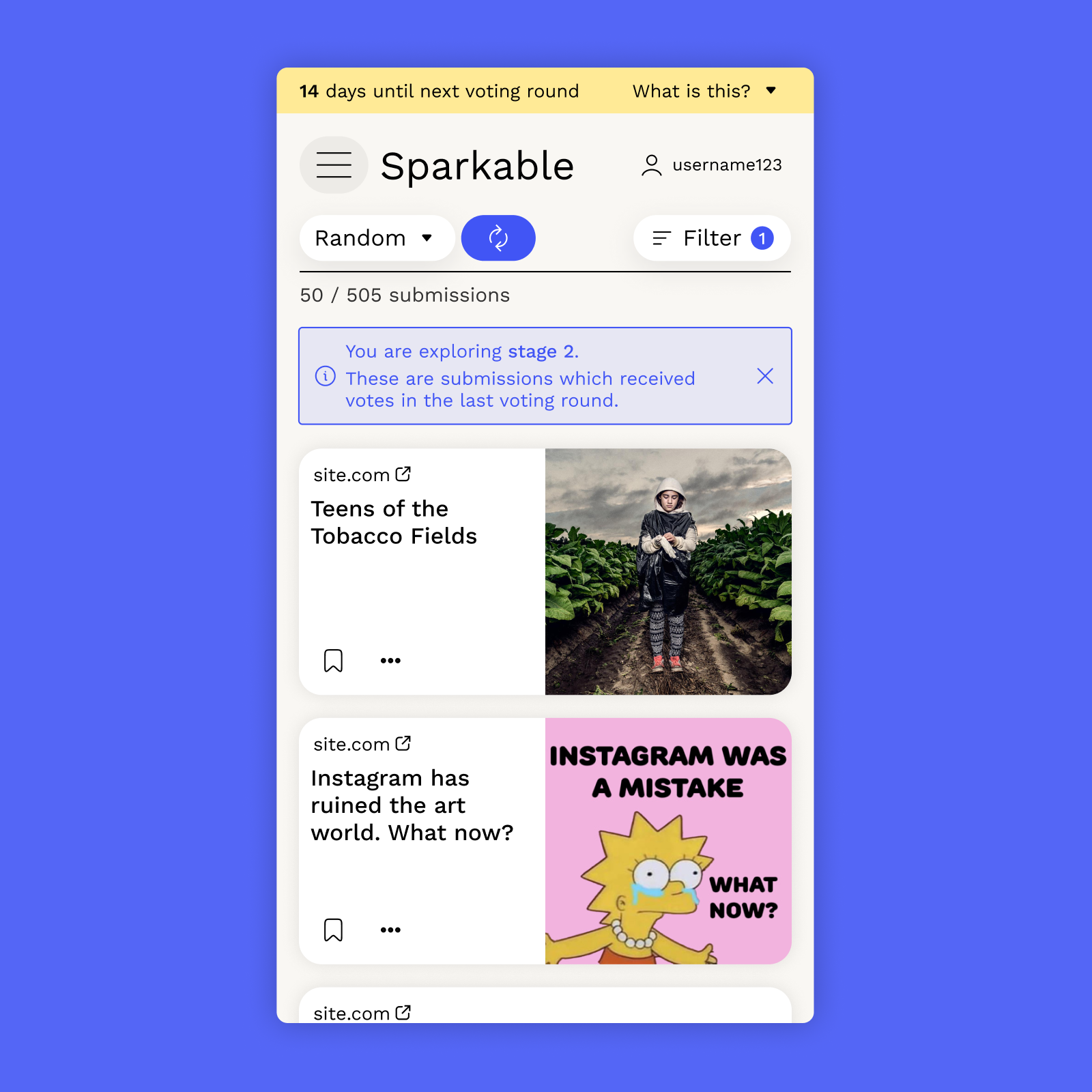 Sparkable explore mode, mobile design